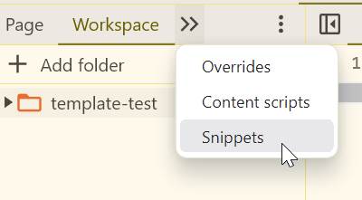 Screenshots of the Snippets tab