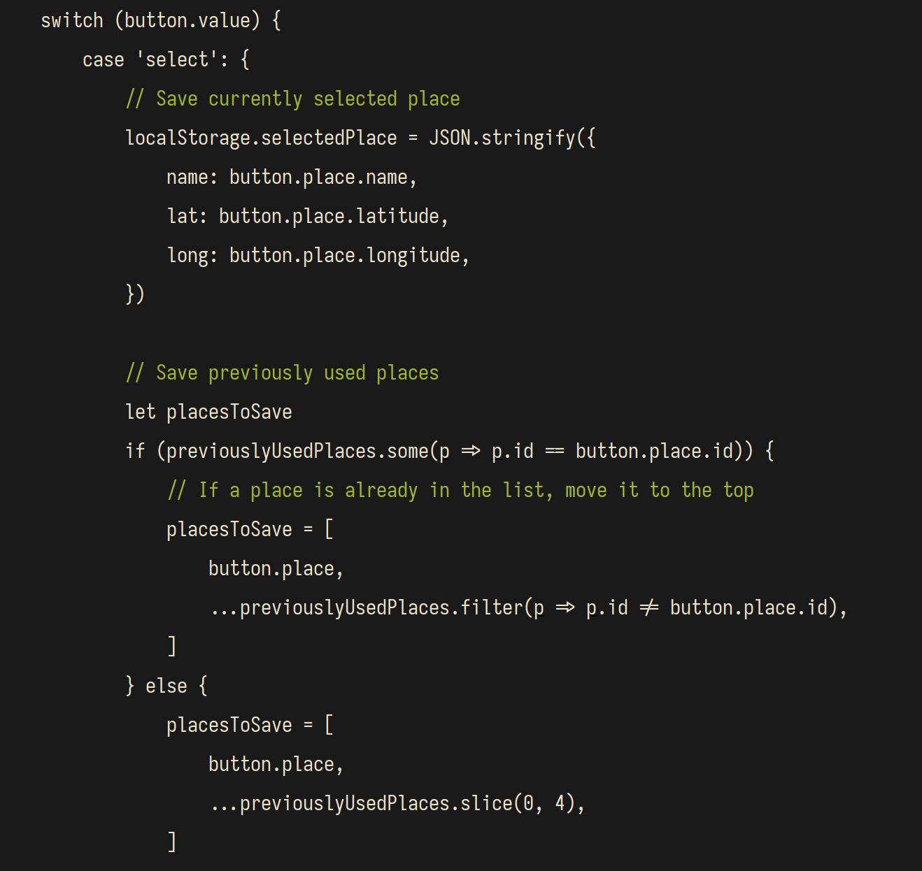 Screenshot of Hajime's IDE with only comments
highlighted