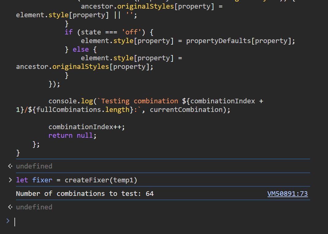 Screenshot of the console with fixer created