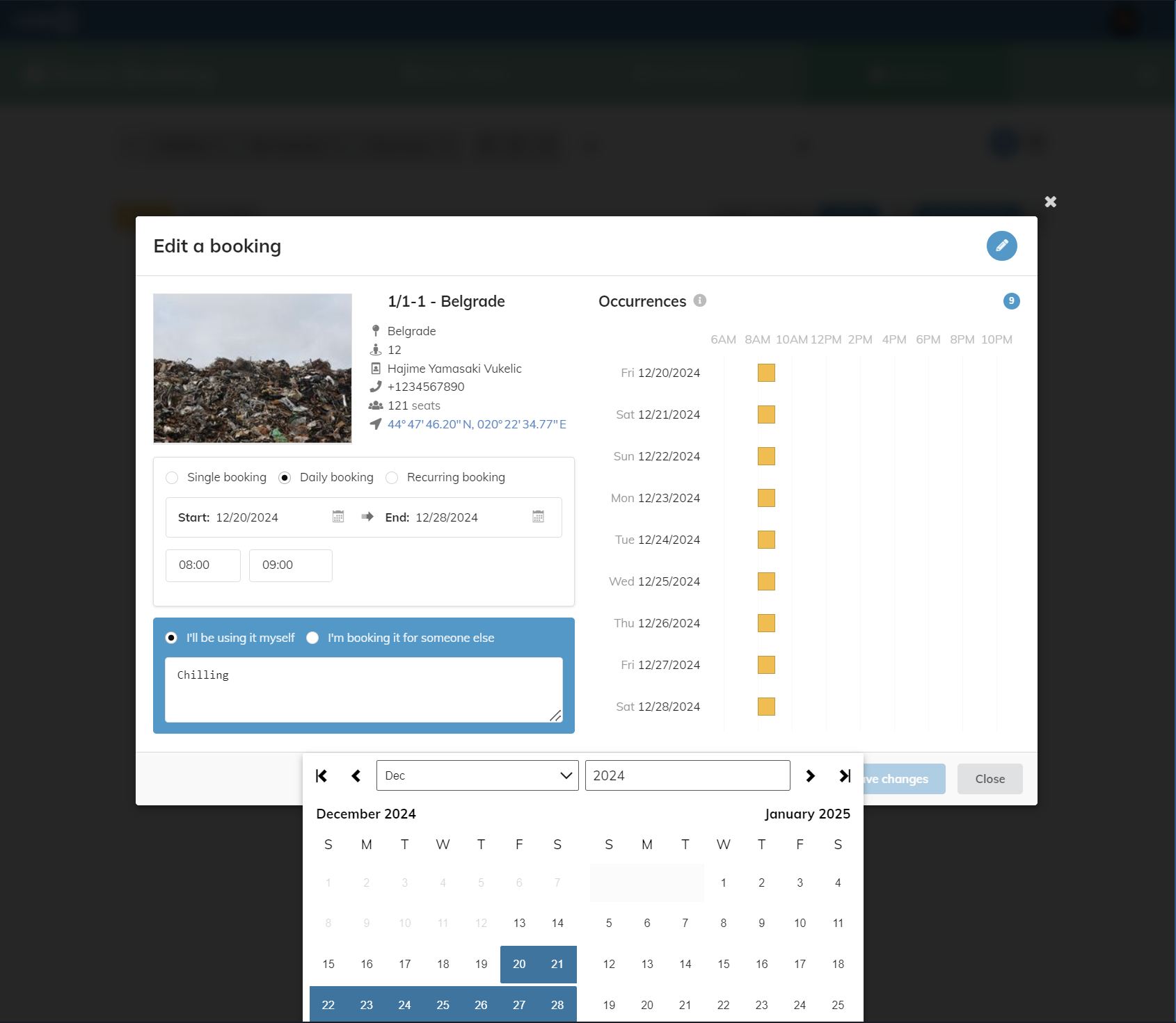 Screenshot of a poorly positioned popup within a
dialog