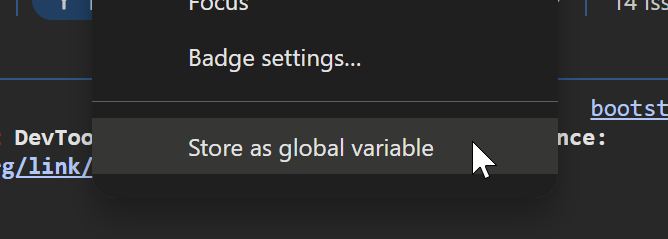 Screenshot of the Store global variable option