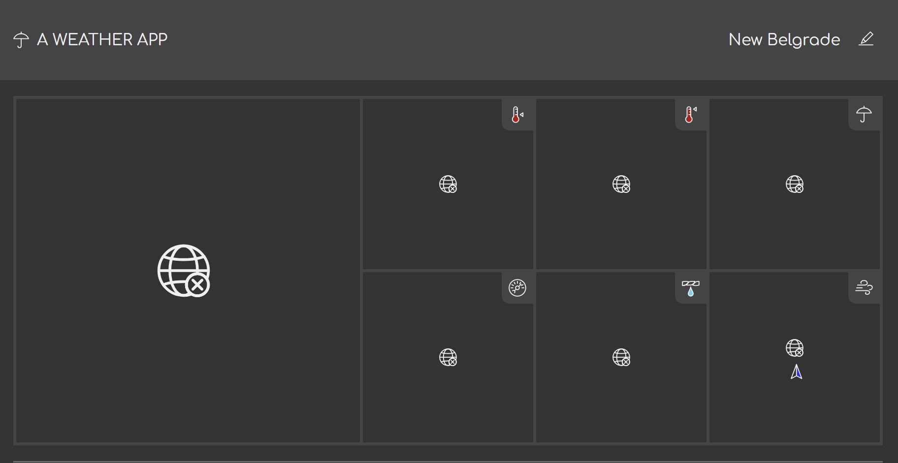 Screenshot of the summary with network disabled