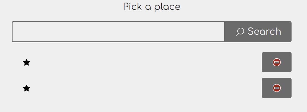 Screenshot of the invisible text glitch on the place
page